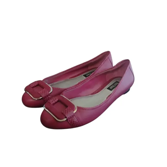 White House Black Market Lidia Pink Flats Fuscia Leather Flats Size 7