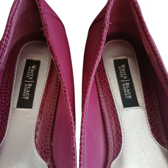 White House Black Market Lidia Pink Flats Fuscia Leather Flats Size 7