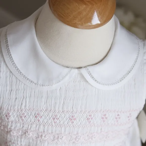 White Smocked Dress SPECIAL FIND Pink Embroidery Feltman Brothers Sleeveless 2T