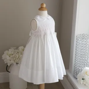 White Smocked Dress SPECIAL FIND Pink Embroidery Feltman Brothers Sleeveless 2T