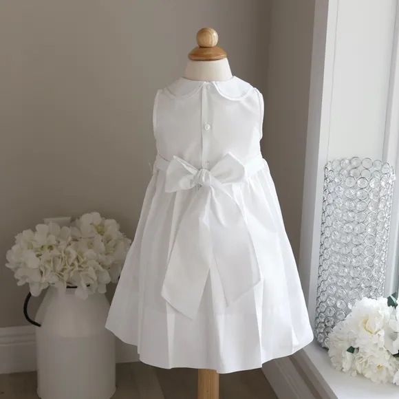 White Smocked Dress SPECIAL FIND Pink Embroidery Feltman Brothers Sleeveless 2T