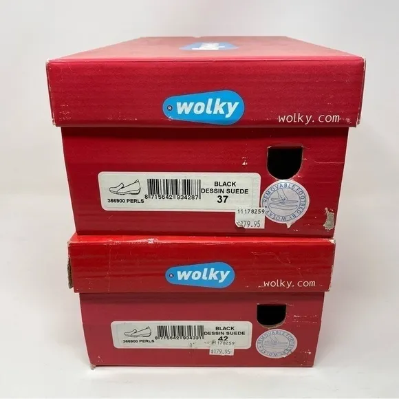 Wolky Perls Black Dessin Suede Comfort Loafers