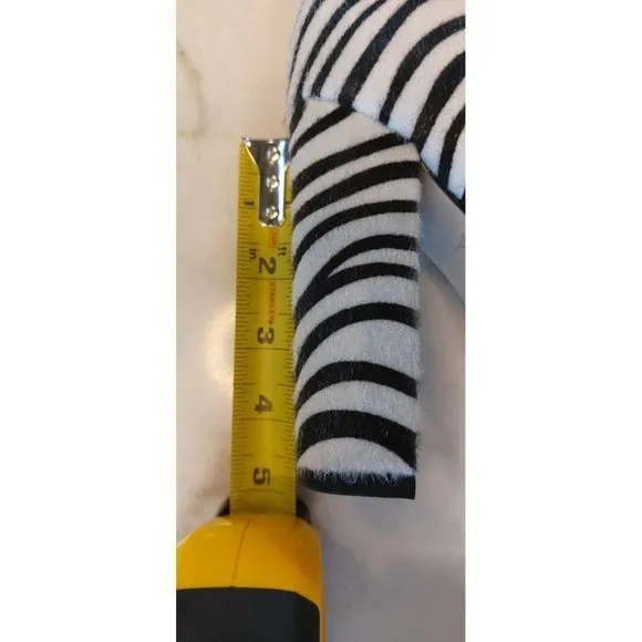 Womens Block Heels Artificial Zebra Hair Pointed Toe Knee High Boots Party‎ Sz 7