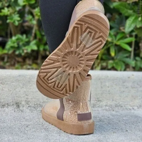 Womens Clear Brown Ankle Comfort Boots