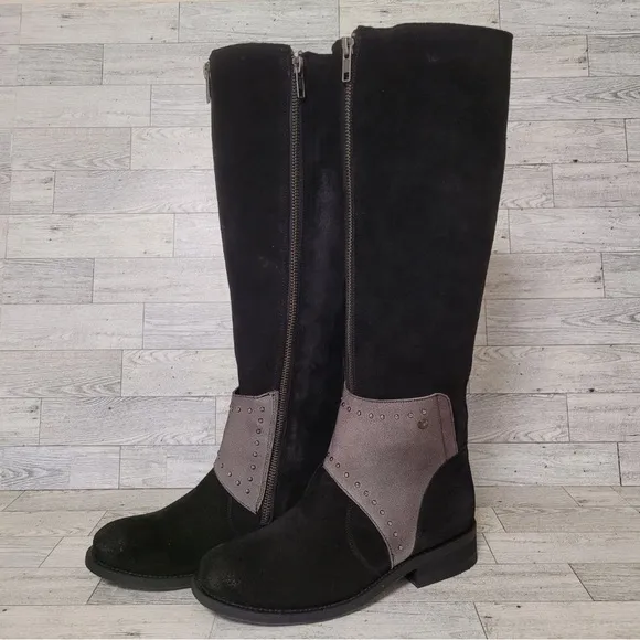 Women's Corral Western Black Suede Leather Knee High Riding Cowboy Boots Size 6