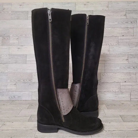 Women's Corral Western Black Suede Leather Knee High Riding Cowboy Boots Size 6