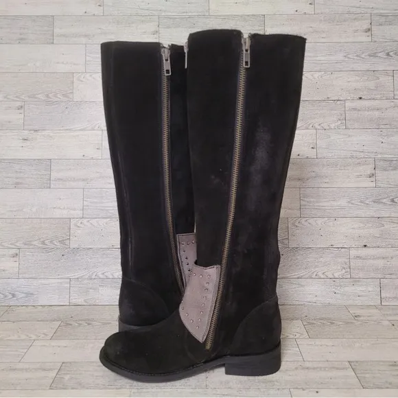Women's Corral Western Black Suede Leather Knee High Riding Cowboy Boots Size 6