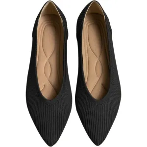 Women's Flats Shoes Black Toe Knit Ballet Comfortable Dressy Slip On Flat