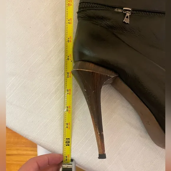 Women’s high heel boots, zippers for different length, Black, Size 8