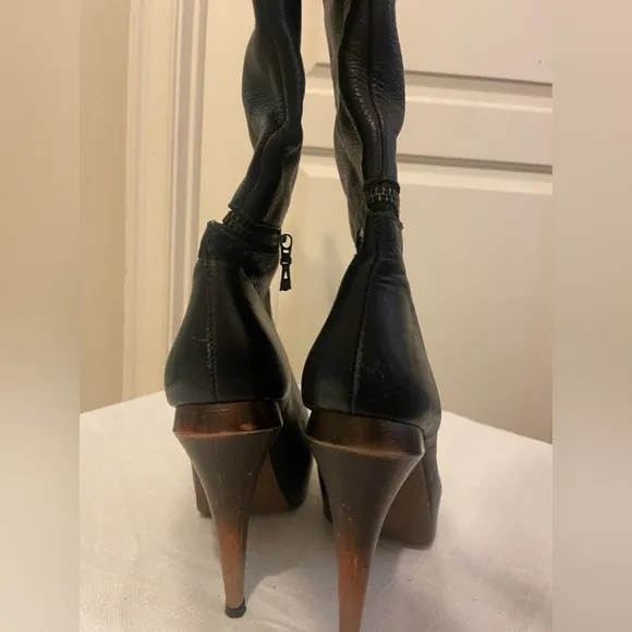 Women’s high heel boots, zippers for different length, Black, Size 8