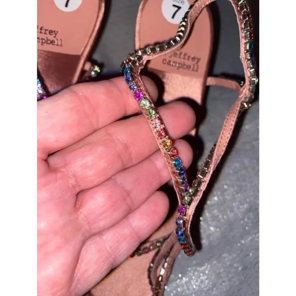 Women's Jeffrey Campbell Pink Rhinestone Sandals Size 7
