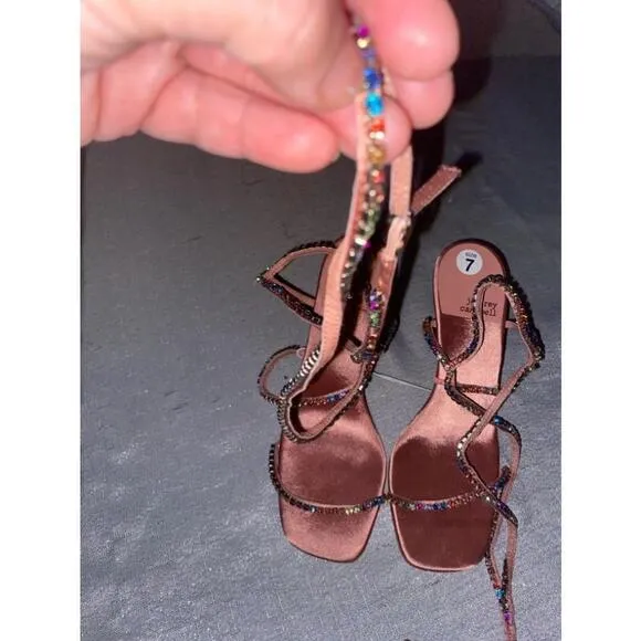 Women's Jeffrey Campbell Pink Rhinestone Sandals Size 7
