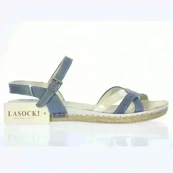 Womens Lasocki Blue Gray flat sandals
