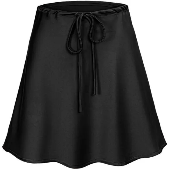 Women's Satin Drawstring Mini Skirt Black