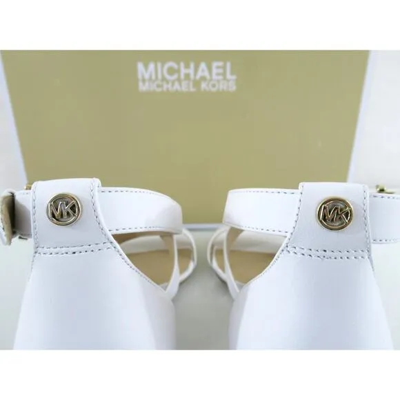 Women's Shoes Michael Kors Diane Mid Block Heel Sandals Optic White Size 7.5