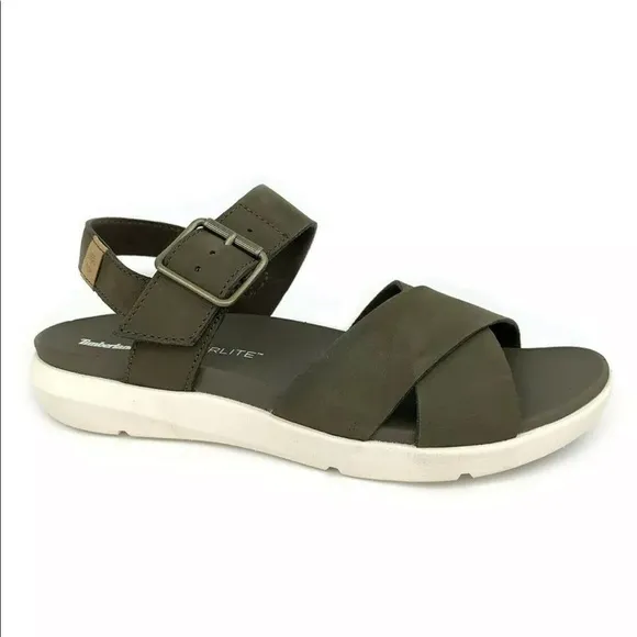 Women's Timberland Wilesport Olive Green Leather Strap Sandals olive