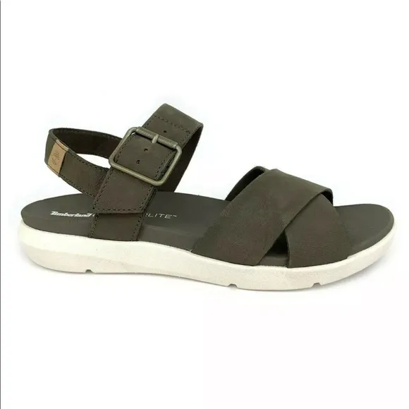 Women's Timberland Wilesport Olive Green Leather Strap Sandals olive