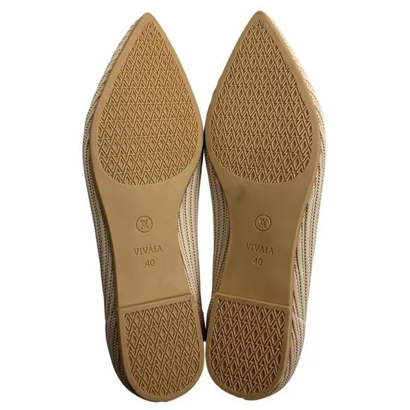 Women's Vivaia Aria Beige Nude Pointed Toe Washable Ballet Flats Shoes sz 9(40)