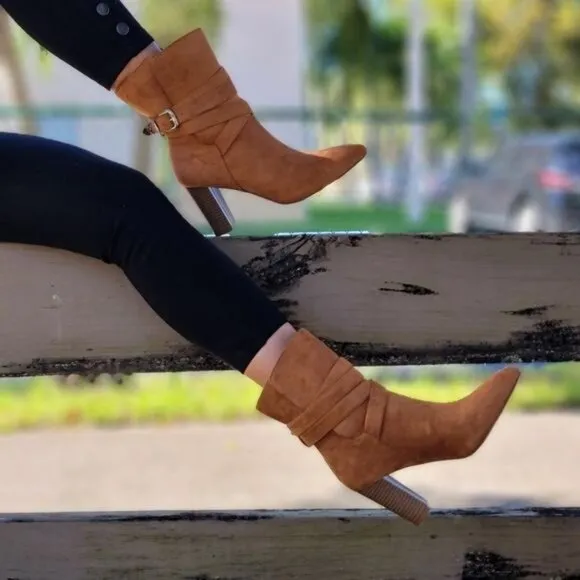 Women's Wrapped Around Strappy Chunky Booties