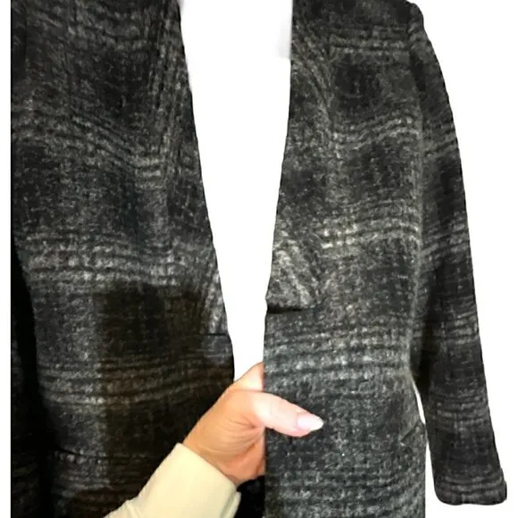 Women's Y2K Banana Republic Black Gray Wool Blend Blazer Chic Style Jacket Sz 6