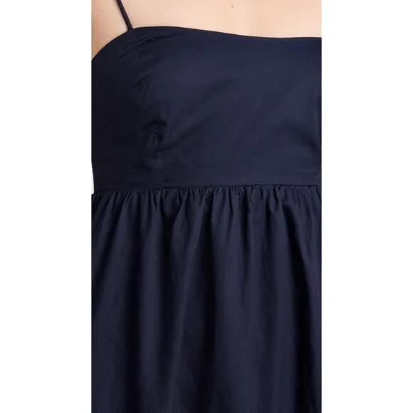 XIRENA Freya Dress Navy Blue Cotton Smocked Maxi Ruffle Hem Tuckernuck