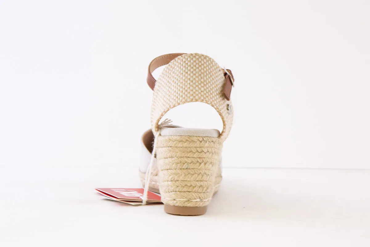 XTI - 140746 MEDIUM WEDGE ANKLE STRAP ESPADRILLE SHOE - SILVER