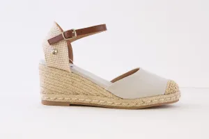 XTI - 140746 MEDIUM WEDGE ANKLE STRAP ESPADRILLE SHOE - SILVER