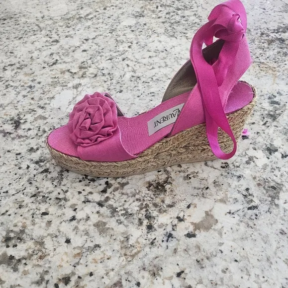 Yves Saint Laurent Pink Wedge Sandals