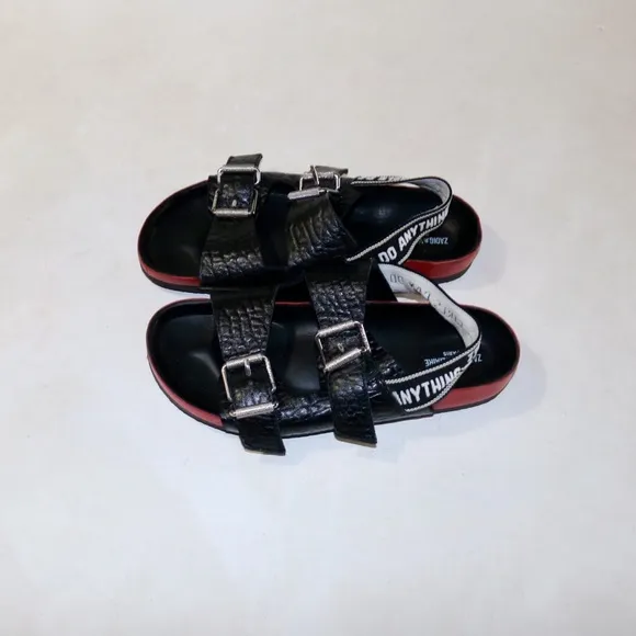 Zadig &amp; Voltaire Alpha Words Sandals in Noir (Black)