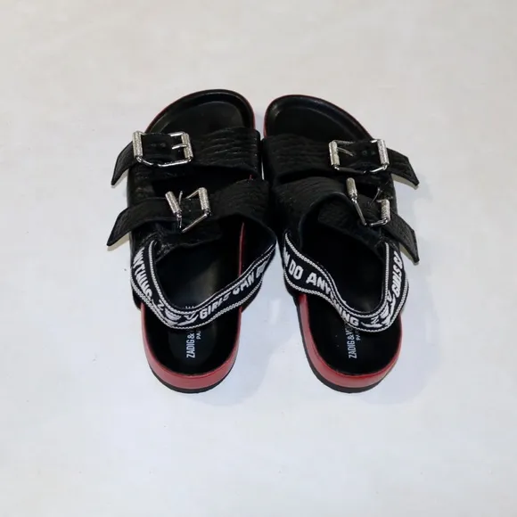 Zadig &amp; Voltaire Alpha Words Sandals in Noir (Black)