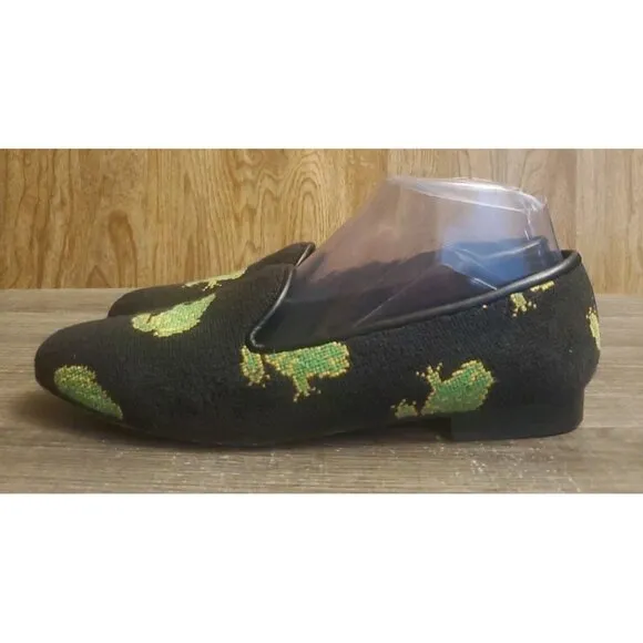 Zalo Frog Print Loafer Shoes Flats Women's Sz 8.5 Black