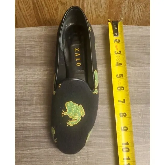 Zalo Frog Print Loafer Shoes Flats Women's Sz 8.5 Black