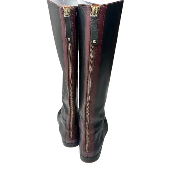 Zara Black Leather Knee High Riding Boots 10