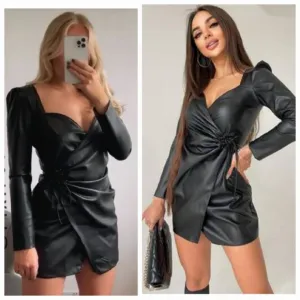 Zara * Bloggers Fav Faux Leather Wrap Dress Black