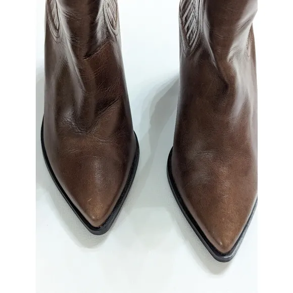 Zara Brown Leather Ankle Boots Women's Size 6