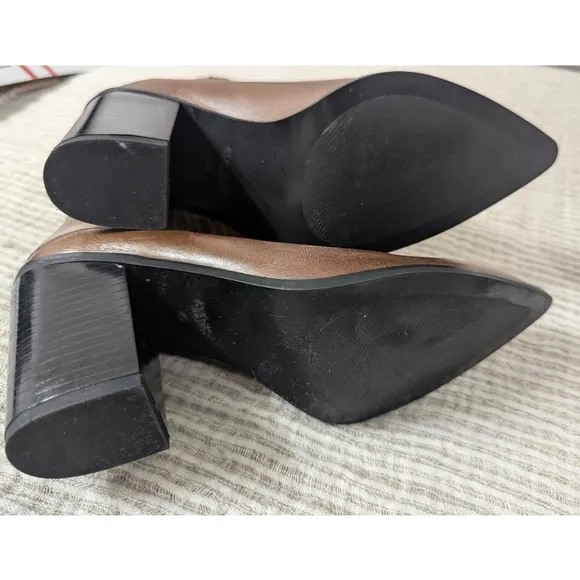 Zara Brown Leather Ankle Boots Women's Size 6
