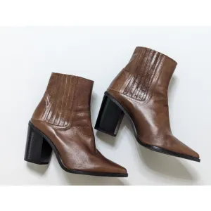 Zara Brown Leather Ankle Boots Women's Size 6