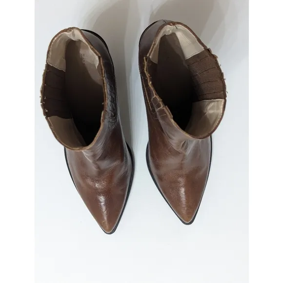 Zara Brown Leather Ankle Boots Women's Size 6