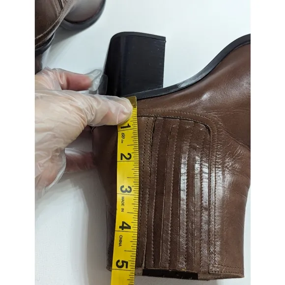 Zara Brown Leather Ankle Boots Women's Size 6