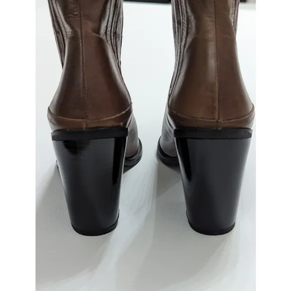 Zara Brown Leather Ankle Boots Women's Size 6