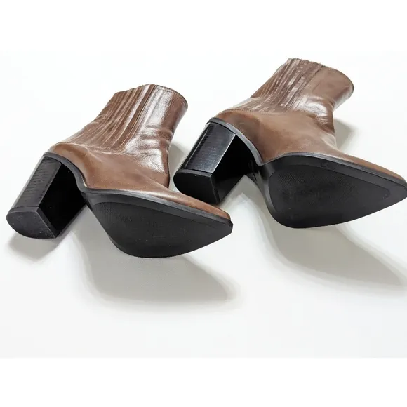 Zara Brown Leather Ankle Boots Women's Size 6
