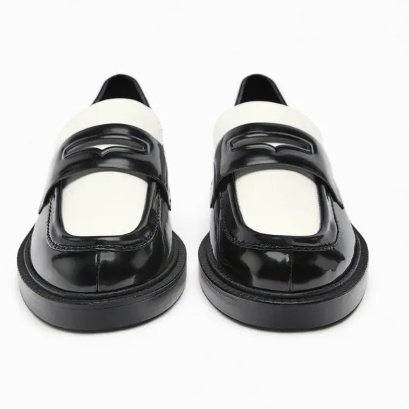 Zara CONTRAST LOAFERS Goat Leather vamp
