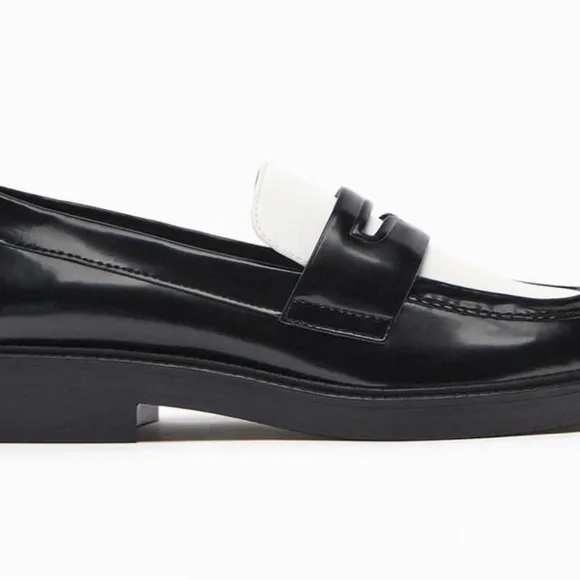 Zara CONTRAST LOAFERS Goat Leather vamp