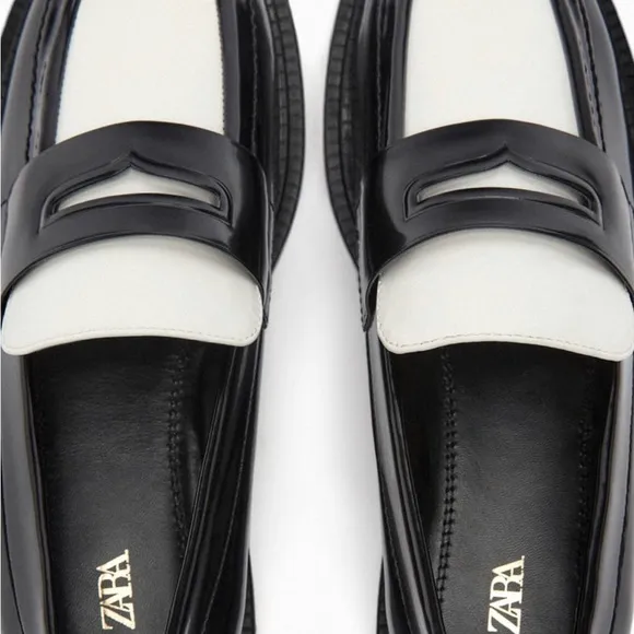 Zara CONTRAST LOAFERS Goat Leather vamp