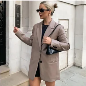 ZARA FAUX LEATHER OVERSIZED BLAZER  Size S and M