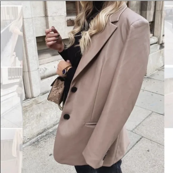 ZARA FAUX LEATHER OVERSIZED BLAZER  Size S and M