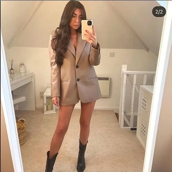 ZARA FAUX LEATHER OVERSIZED BLAZER  Size S and M