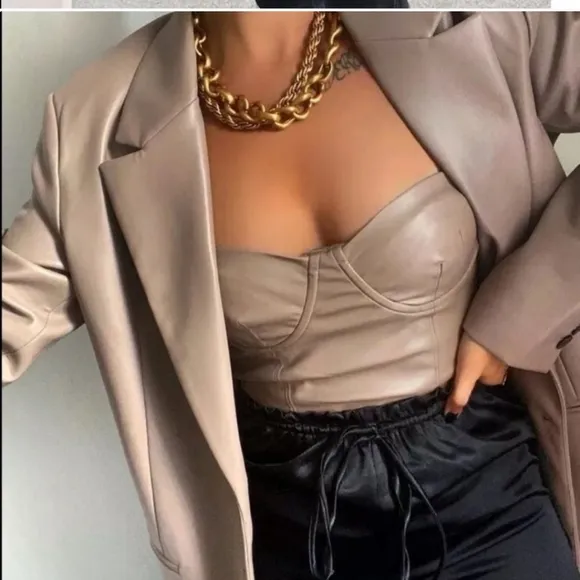 ZARA FAUX LEATHER OVERSIZED BLAZER  Size S and M