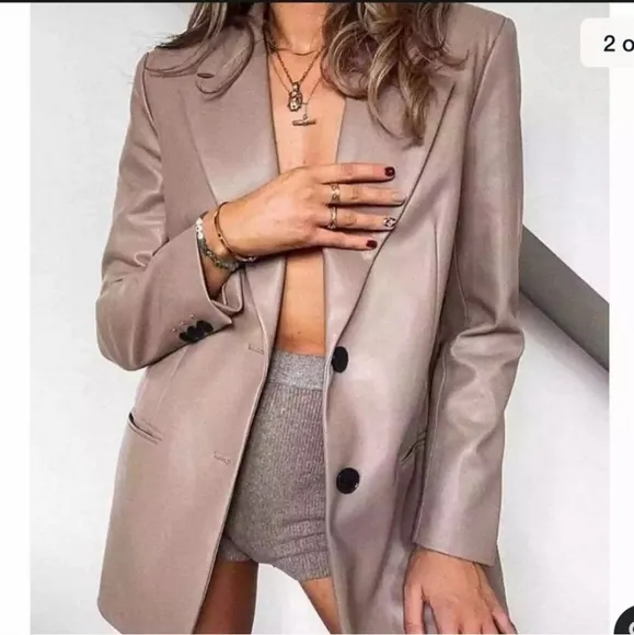 ZARA FAUX LEATHER OVERSIZED BLAZER  Size S and M