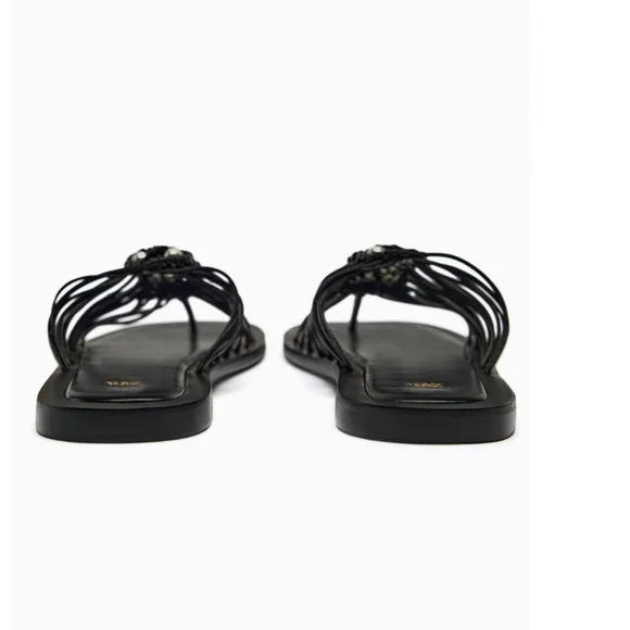 ZARA FLAT WOVEN LEATHER SANDALS